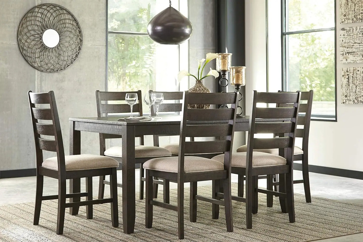 20" Dining Room Table Set with 6 Upholstered Chairs